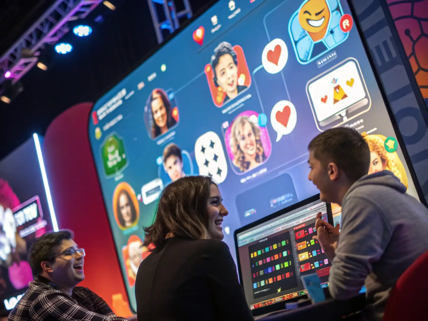 An artistic rendering of the game's social interaction features, depicting players connecting and competing in a friendly and engaging environment.